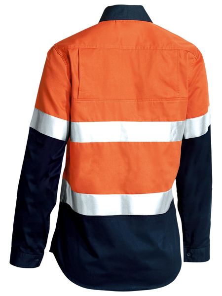 Bisley Womens 3M Taped Two Tone Hi Vis Cool Lightweight Shirt Long Sleeve - BL6896