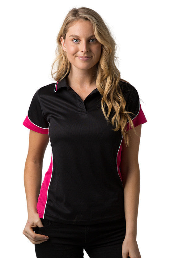 Be Seen Ladies Polo Shirt With Striped Collar - BSP15L