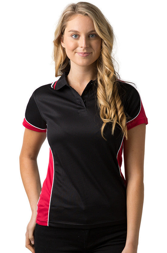 Be Seen Ladies Polo Shirt With Striped Collar - BSP15L