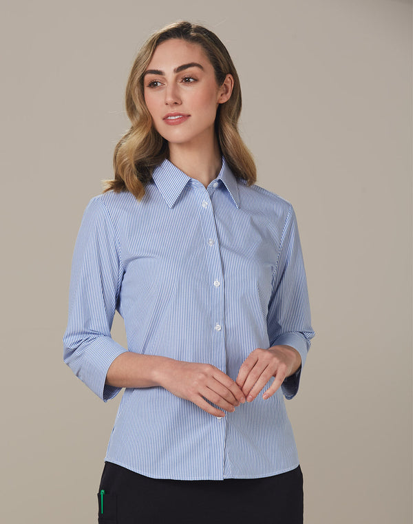 Benchmark Ladies Balance Stripe 3/4 Sleeve Shirt - M8233