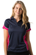 Be Seen Ladies Polo Shirt With Striped Collar - BSP15L