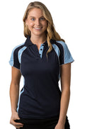 Be Seen Ladies Polo Shirt With Contrast Sleeve Edge Piping - The Chameleon